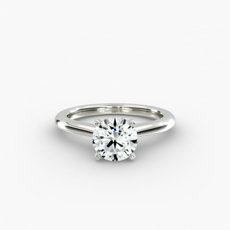 Round 1 CT Certified Diamond Petite Solitaire Engagement Ring In 14K White Gold