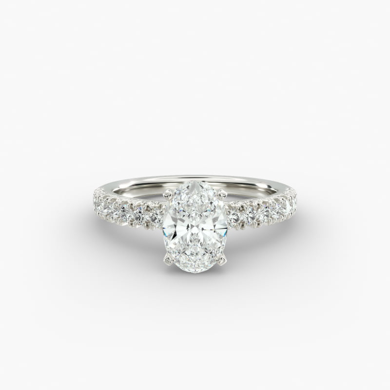 Oval Cut 2.5 CT Certified Lab-Grown Diamond French Pavé Engagement Ring In Platinum