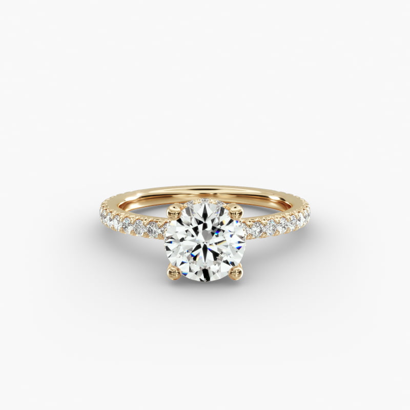 Blue Nile Studio Petite French Pavé Crown Diamond Engagement Ring in 14K Yellow Gold (1/3 ct. tw.)