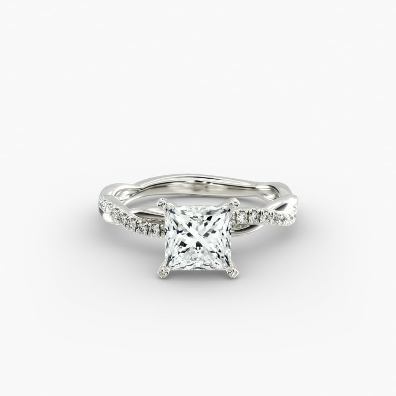 Petite Twist Diamond Engagement Ring in 14k White Gold (1/10 ct. tw.)