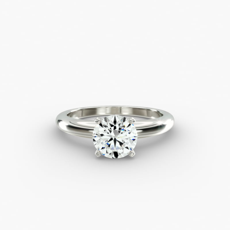 Classic Simple Solitaire Engagement Ring in 14k White Gold