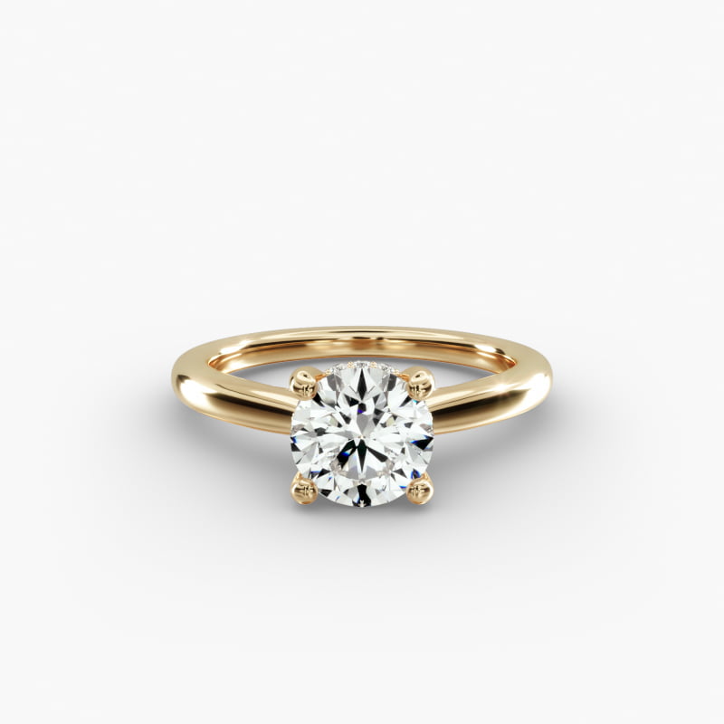 Petite Hidden Halo Solitaire Plus Diamond Engagement Ring in 14k Yellow Gold