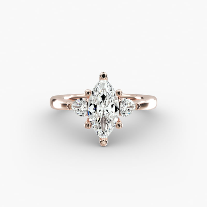 Pear Sidestone Lab-Grown Diamond Engagement Ring in 14k Rose Gold (1/4 ct. tw.)