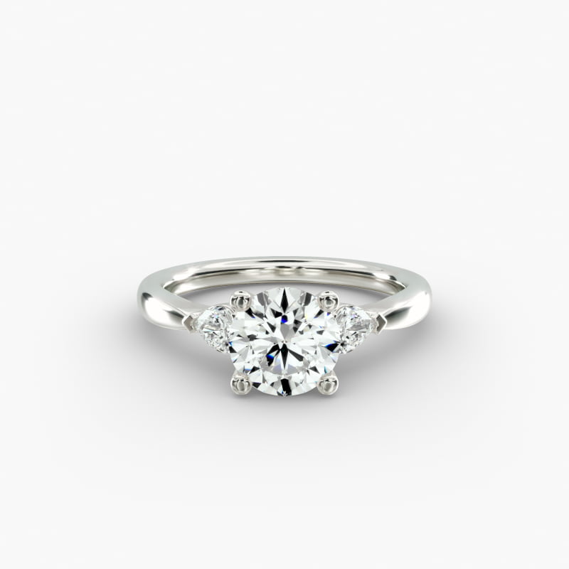 Pear Sidestone Lab-Grown Diamond Engagement Ring in 14k White Gold (1/4 ct. tw.)