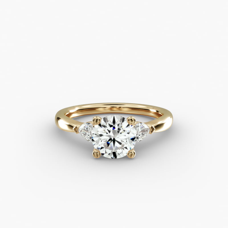 Pear Sidestone Lab-Grown Diamond Engagement Ring in 14k Yellow Gold (1/4 ct. tw.)