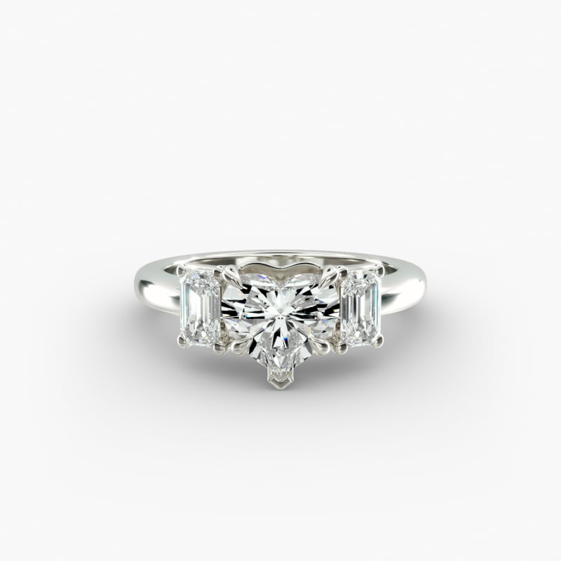 Three-Stone Emerald Cut Lab-Grown Diamond Engagement Ring in 14K White Gold (5/8 ct. tw.)