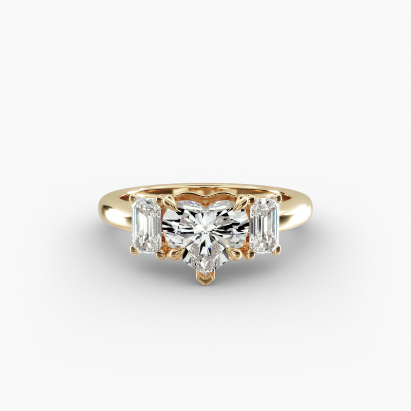 Three-Stone Emerald Cut Lab-Grown Diamond Engagement Ring in 14K Yellow Gold (5/8 ct. tw.)