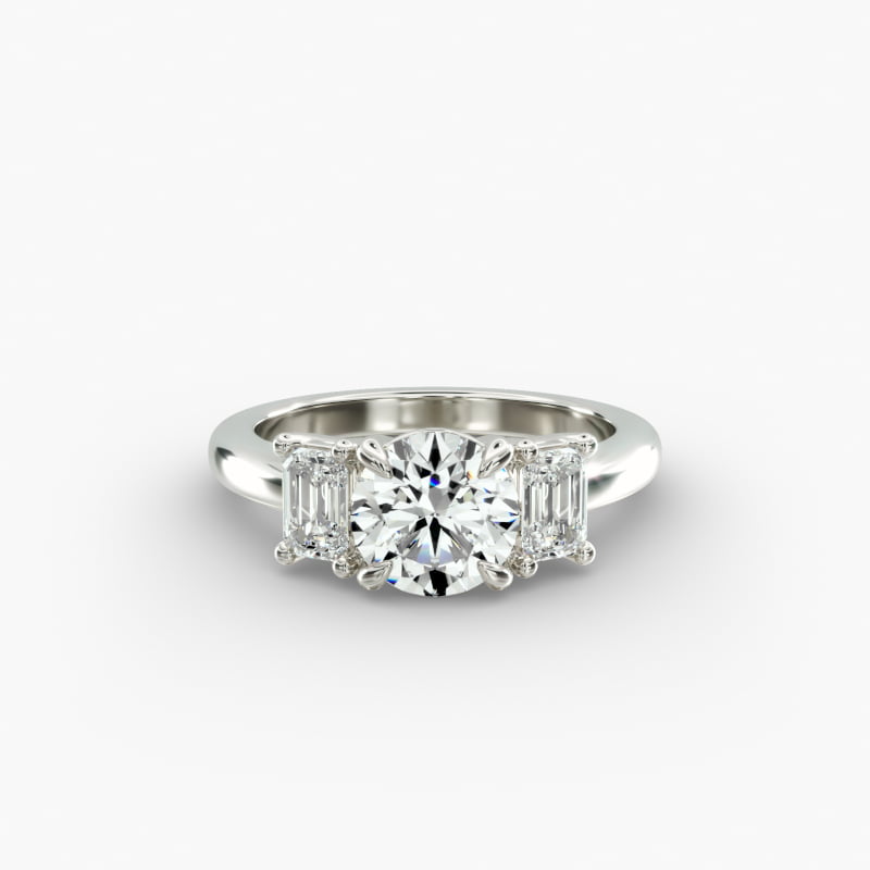 Three-Stone Emerald Cut Lab-Grown Diamond Engagement Ring in 14K White Gold (5/8 ct. tw.)
