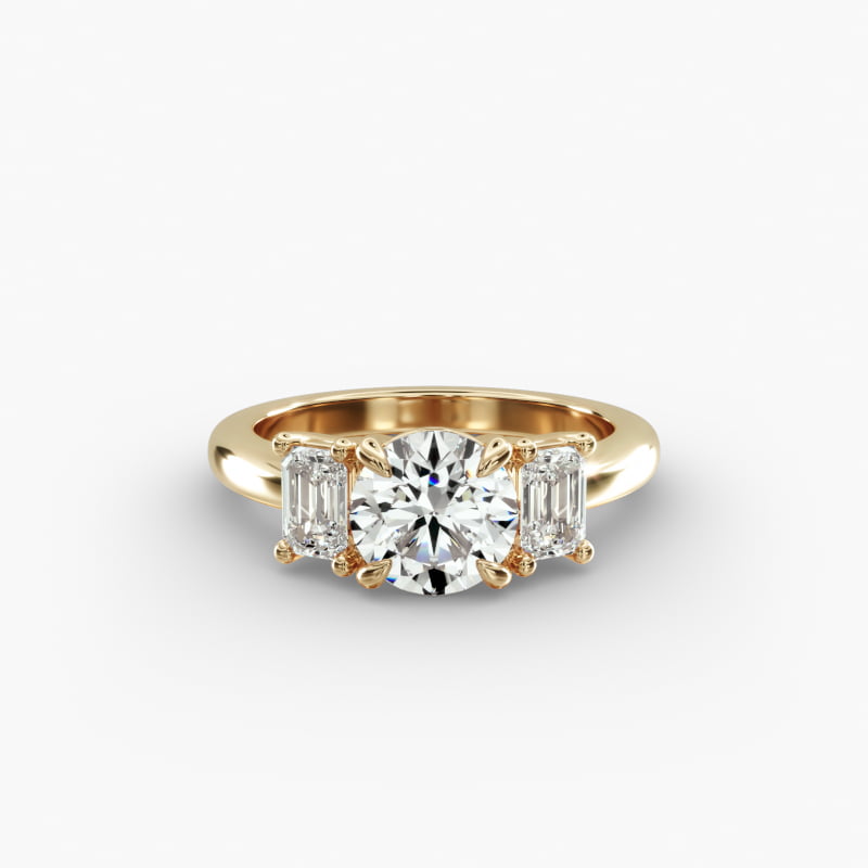 Three-Stone Emerald Cut Lab-Grown Diamond Engagement Ring in 14K Yellow Gold (5/8 ct. tw.)