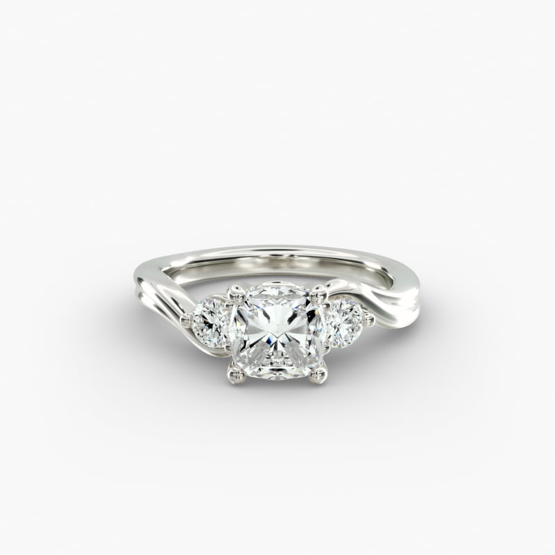 Wrapped Shank Three Stone Lab-Grown Diamond Engagement Ring in 14k White Gold
