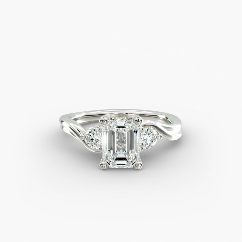 Wrapped Shank Three Stone Lab-Grown Diamond Engagement Ring in 14k White Gold