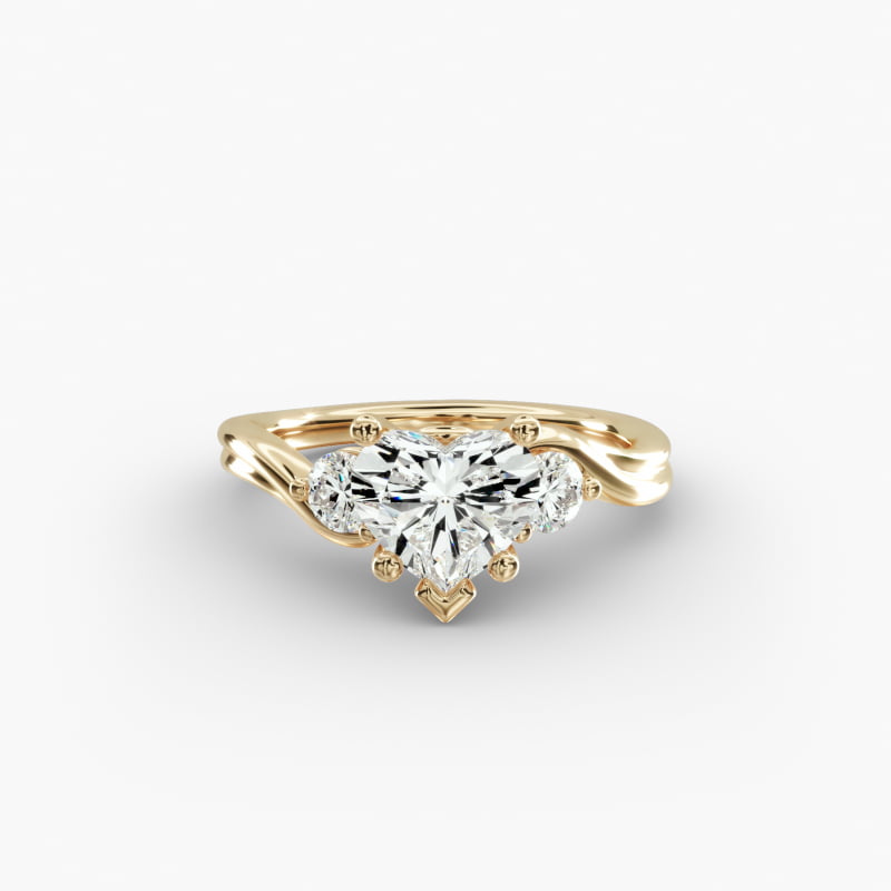 Wrapped Shank Three Stone Lab-Grown Diamond Engagement Ring in 14k Yellow Gold