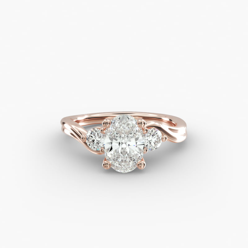Wrapped Shank Three Stone Lab-Grown Diamond Engagement Ring in 14k Rose Gold