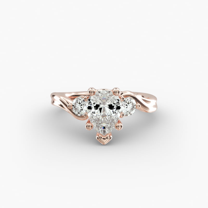 Wrapped Shank Three Stone Lab-Grown Diamond Engagement Ring in 14k Rose Gold