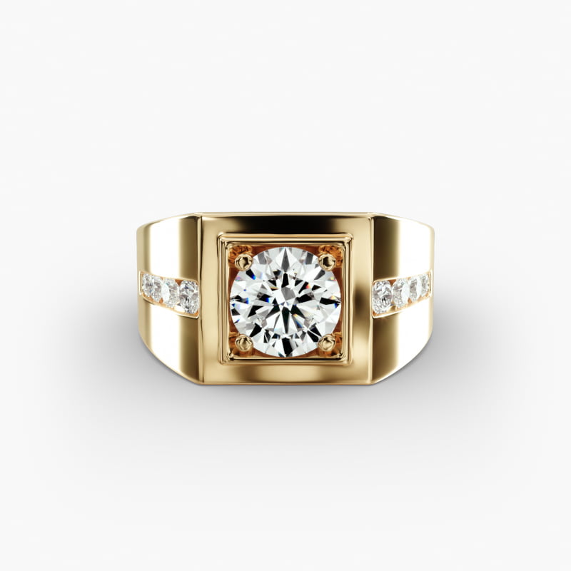 Men's Round Diamond Channel Engagement Ring in 14k Yellow Gold (1/3 ct. tw.)