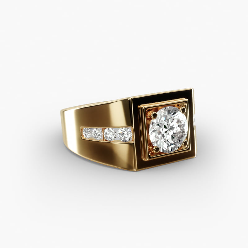 Men's Round Diamond Channel Engagement Ring in 14k Yellow Gold (1/3 ct. tw.)