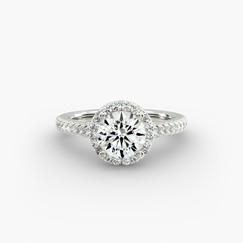Classic Halo Diamond Engagement Ring in 14k White Gold
