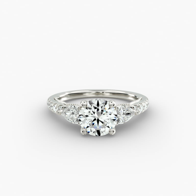 Lace Bridge Three Stone and Pave Diamond Engagement Ring  in Platinum (1/2 ct. t.w)