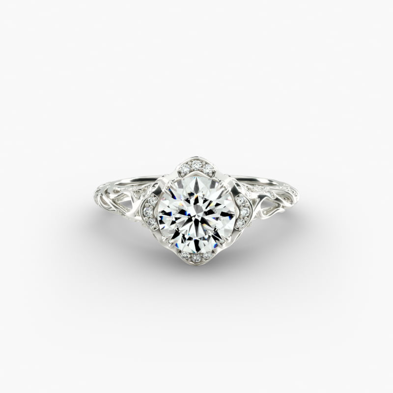 Diamond Filigree Vintage-Style Engagement Ring In Platinum