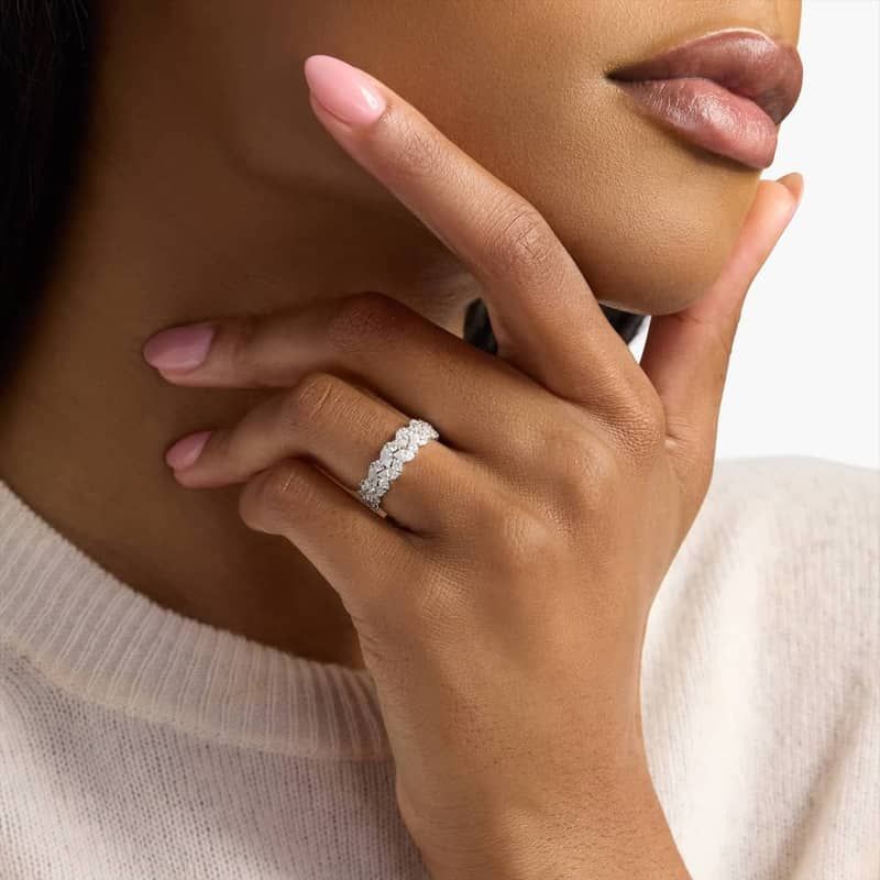 Marquise & Round Diamond Cluster Wedding Ring in 14k White Gold (2 ct. tw.)