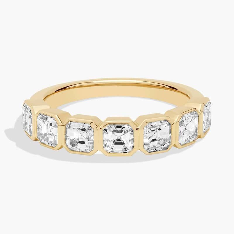 7 Stone Asscher Bezel Diamond Anniversary Ring in 14k Yellow Gold (1 3/4 ct. tw.)