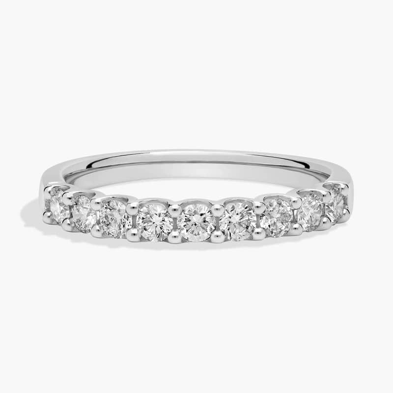 Nine Stone Shared Prong Contour Diamond Ring  In 14K White Gold (1/2 Ct. tw. - H-I / SI1-SI2)