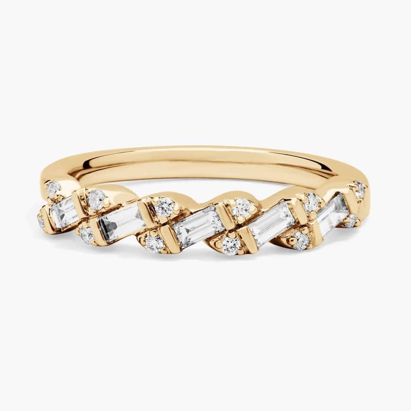 Round and Baguette Diamond Fashion Ring in 14K Yellow Gold (1/3 Ct. Tw.)