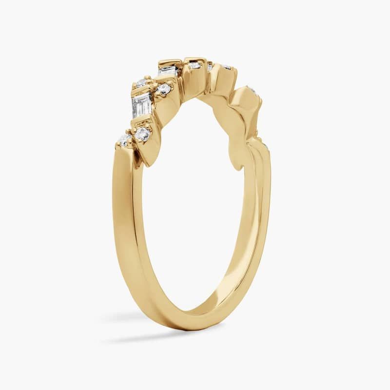 Round and Baguette Diamond Fashion Ring in 14K Yellow Gold (1/3 Ct. Tw.)