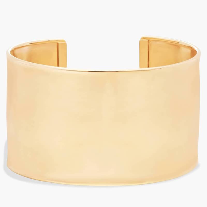 Wide Hammered Cuff Bracelet in 14k Italian Yellow Gold (37 mm)