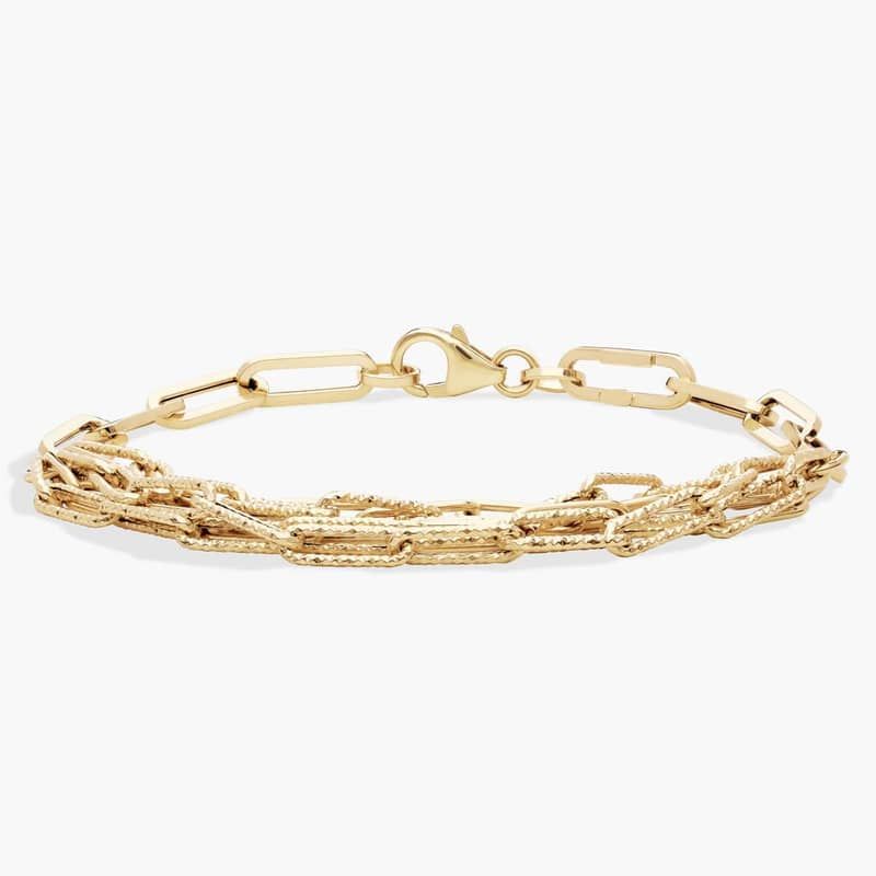 7.25" Five Row Paperclip Bracelet in 14k Italian Yellow Gold