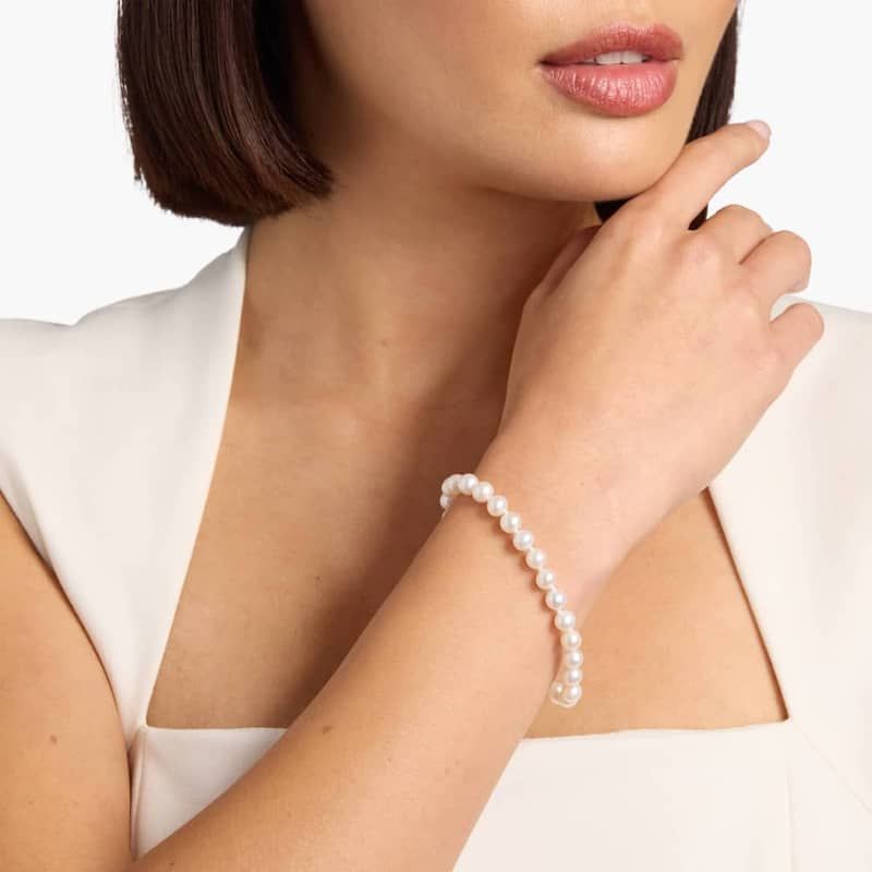 7" Freshwater Cultured Pearl Bracelet in 14k Yellow Gold (6-6.5mm)