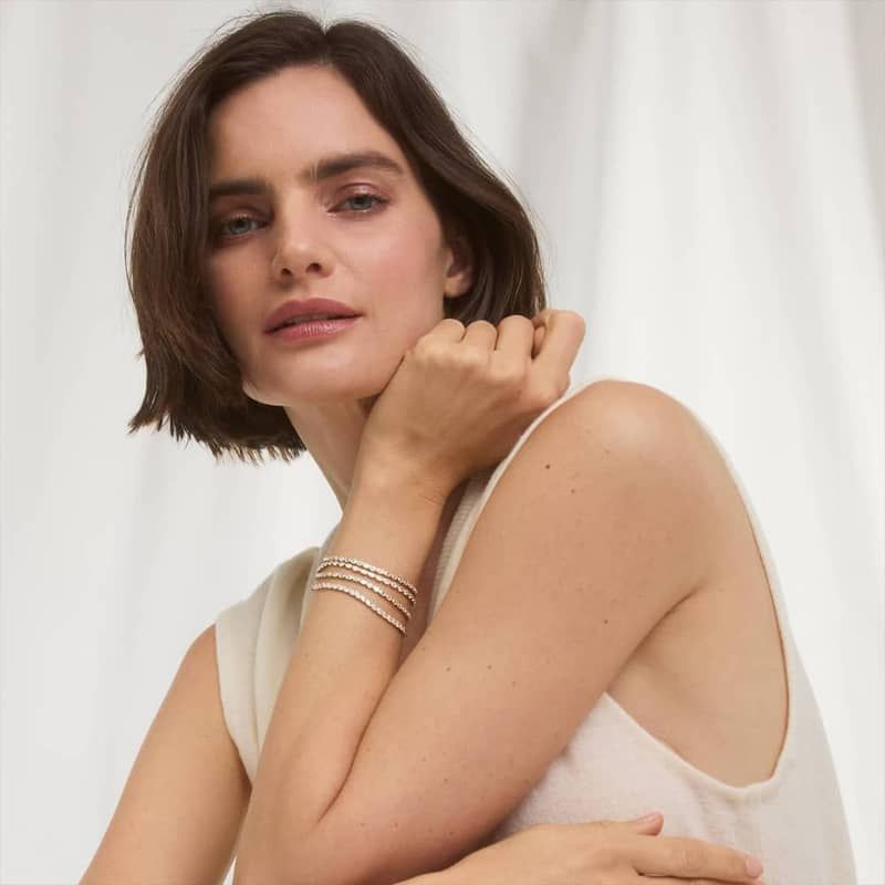 Mini Half Tennis Bracelet With 2 CTW Pear Cut Lab-Grown Diamonds In 14K Yellow Gold