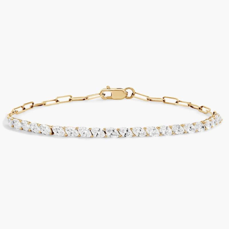 Mini Half Tennis Bracelet With 2 CTW Marquise Cut Lab-Grown Diamonds In 14K Yellow Gold