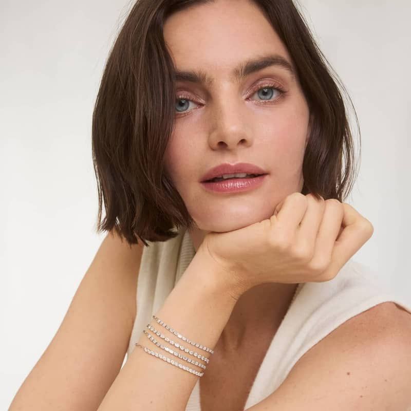 Mini Half Tennis Bracelet With 2 CTW Marquise Cut Diamonds In 14K White Gold