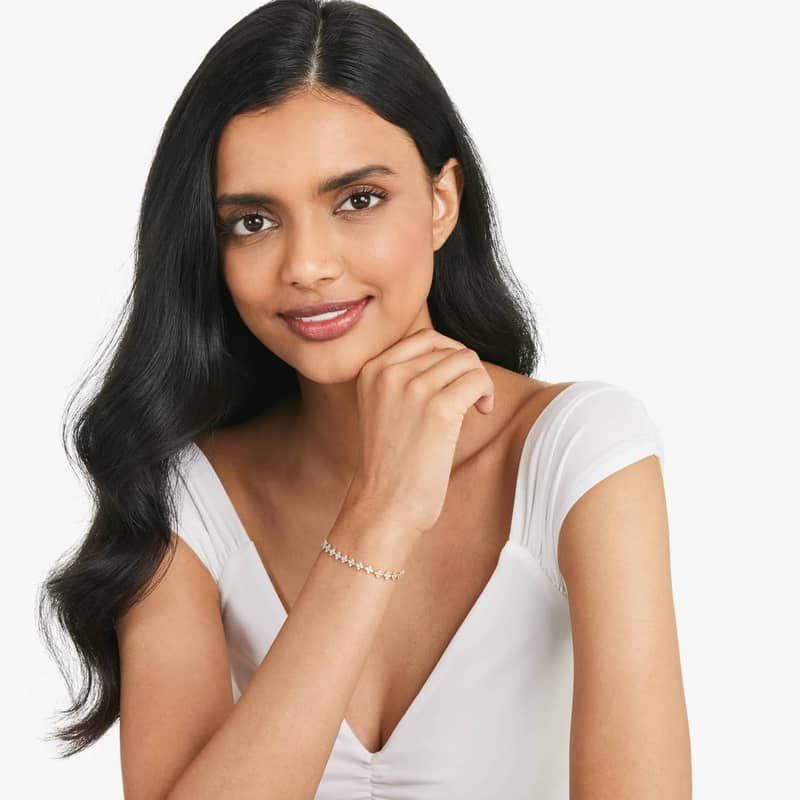 Lab-Grown Diamond Blossom Tennis Bracelet In 14K Yellow Gold