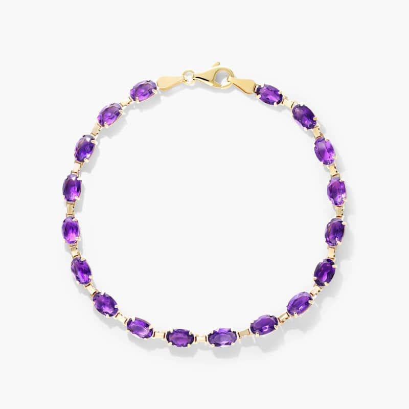 Amethyst Line Bracelet In 14K Yellow Gold
