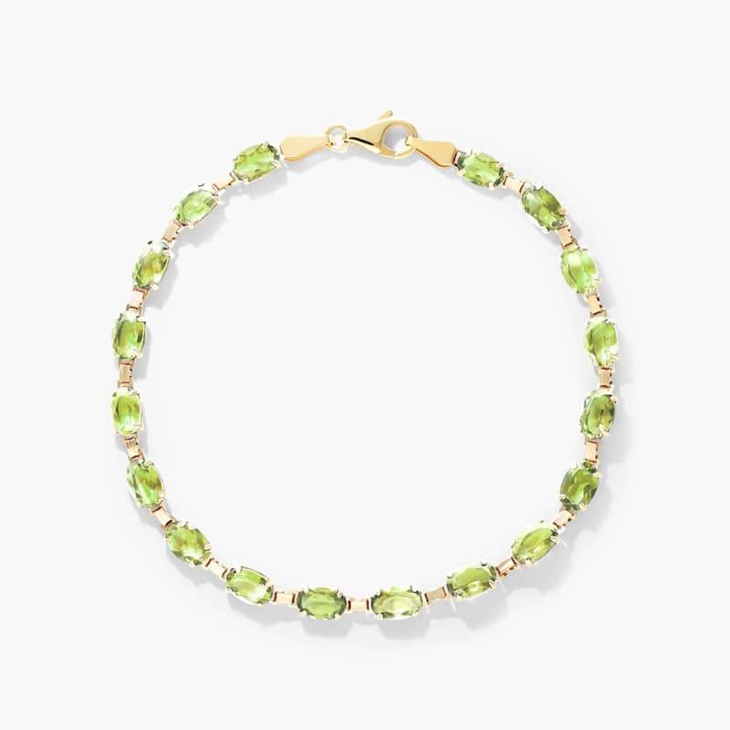 Peridot Line Bracelet In 14K Yellow Gold