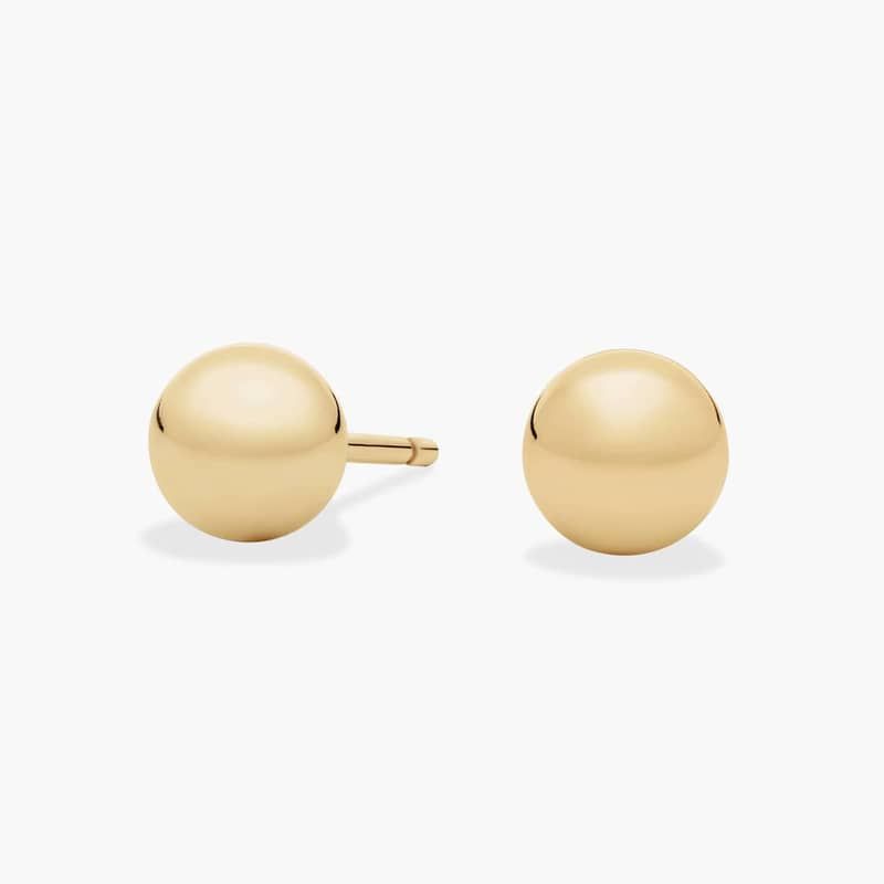 Bead Ball Stud Earrings in 14k Yellow Gold (6mm)