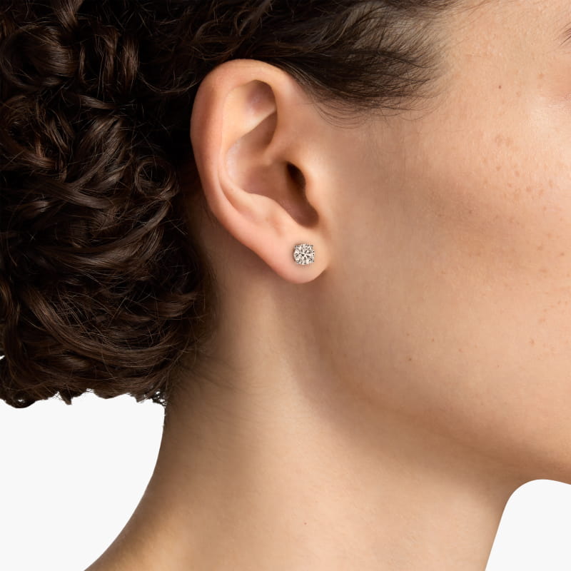 Four Prong Stud Earrings In 18K White Gold (Setting)