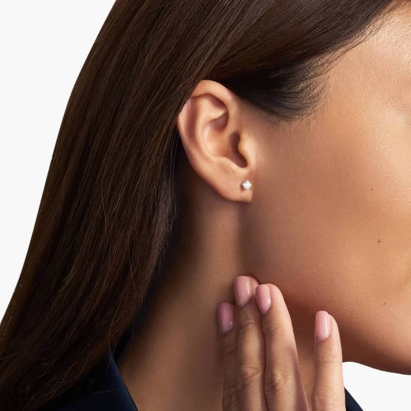 Four Prong Round Brilliant Lab Grown Diamond Stud Earrings in 14k White Gold (1/2 Ct. tw. - F-G / VS2-SI1)