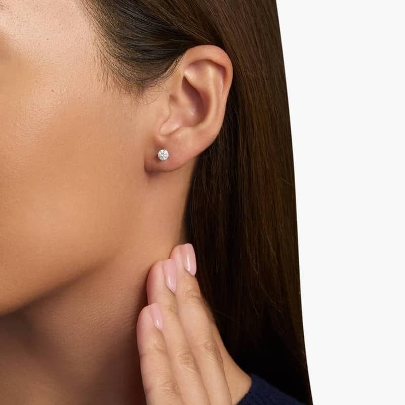 Four Prong Round Brilliant Lab Grown Diamond Stud Earrings in 14k White Gold (3/4 Ct. tw. - F-G / VS2-SI1)