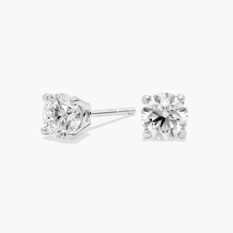 Four Prong Round Brilliant Lab Grown Diamond Stud Earrings in 14k White Gold (3/4 Ct. tw. - F-G / VS2-SI1)