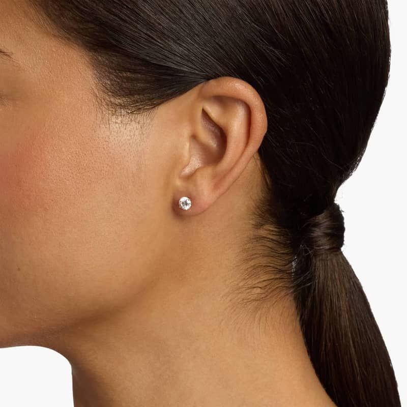 Four Prong Round Brilliant Lab Grown Diamond Stud Earrings in 14k Yellow Gold (1 Ct. tw. - F-G / VS2-SI1)