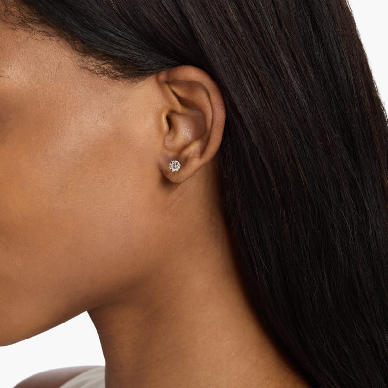 Three Prong Martini Stud Earring In Platinum (Setting)