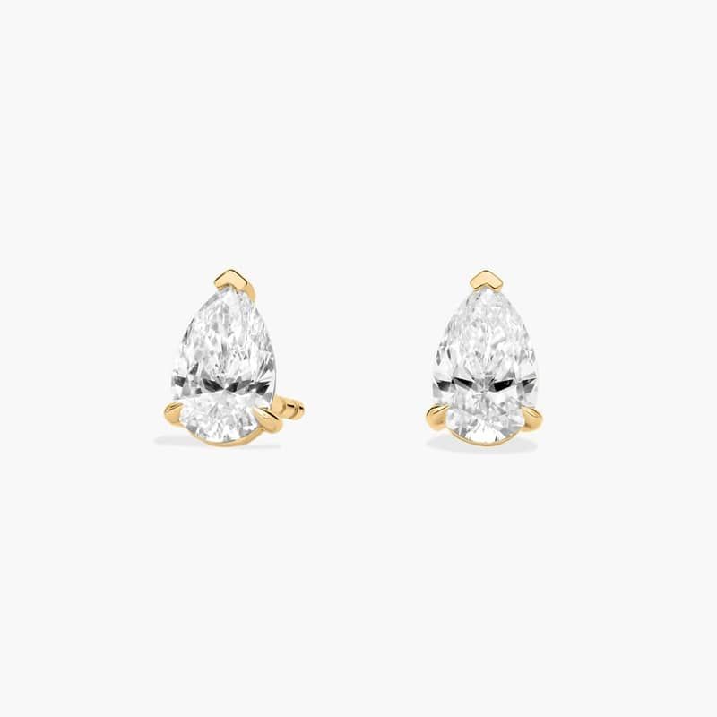 Pear Cut Lab-Grown Diamond Stud Earrings In 14K Yellow Gold (1 Ct. tw. - F-G / VS2-SI1)