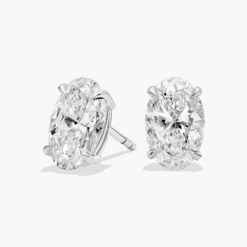 Oval Cut Lab-Grown Diamond Stud Earrings In 14K White Gold (2 Ct. tw. - F-G / VS2-SI1)