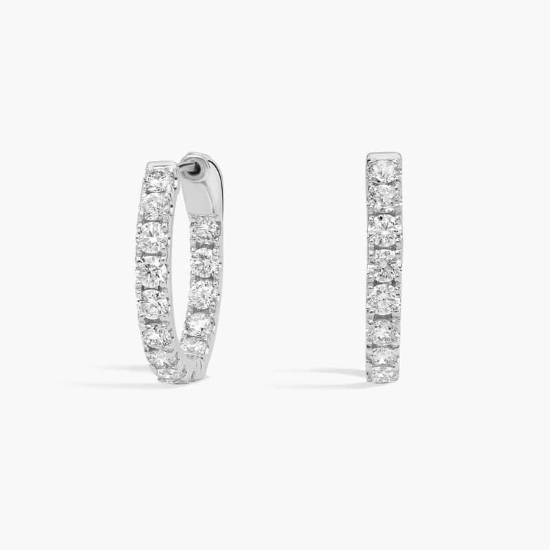 Inside Out Lab Grown Diamond Round Hoops, 1/2 Inch Diameter In 14K White Gold (1 Ct. tw. - F-G / VS2-SI1)