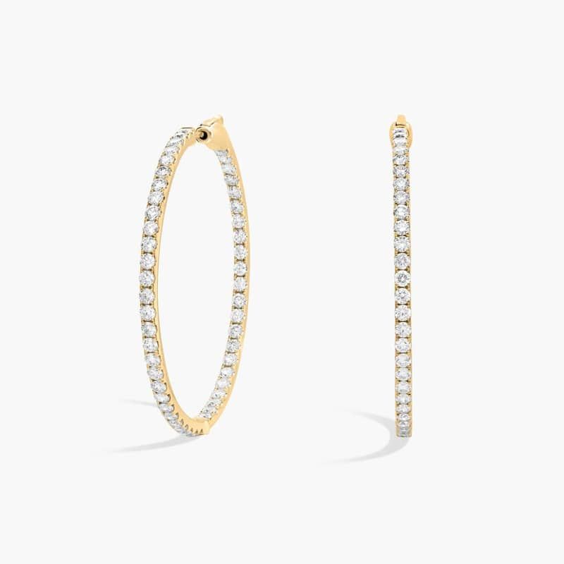 Inside Out Lab Grown Diamond Round Hoops, 1 1/2 Inch Diameter In 14K Yellow Gold (3 Ct. tw. - F-G / VS2-SI1)