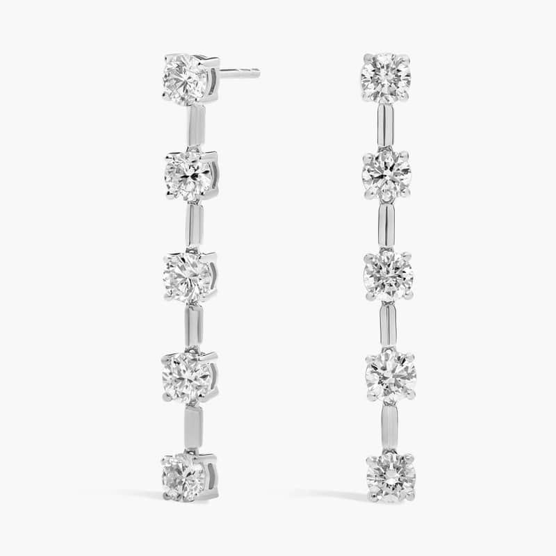 Lab Grown Round Diamond Line Drop Earrings in 14K White Gold (2 Ct. Tw.)