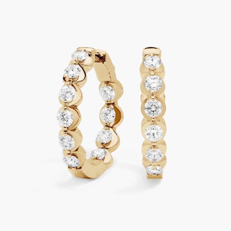Illusion Hoop Earrings With Lab-Grown Diamonds In 14K Yellow Gold